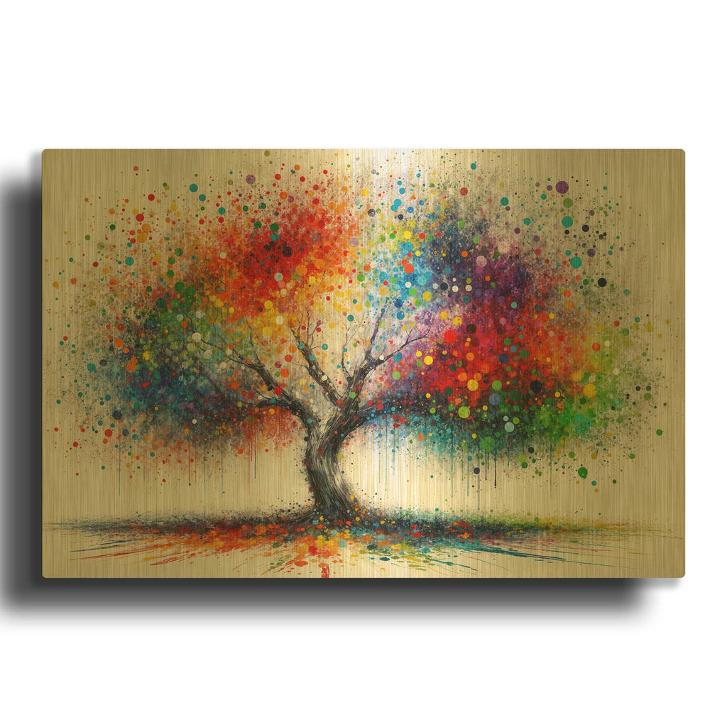 'Vibrant Tree' By Rey Klimt Gold Metal Wall Art