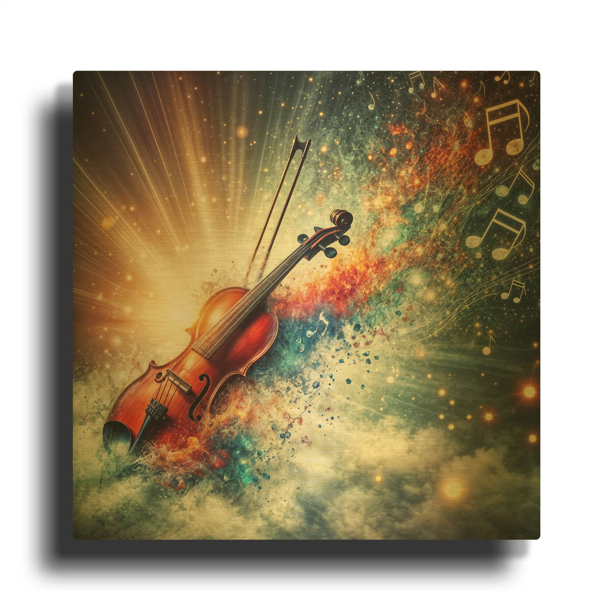'Violin Music Abstract' By Rey Klimt Gold Metal Wall Art