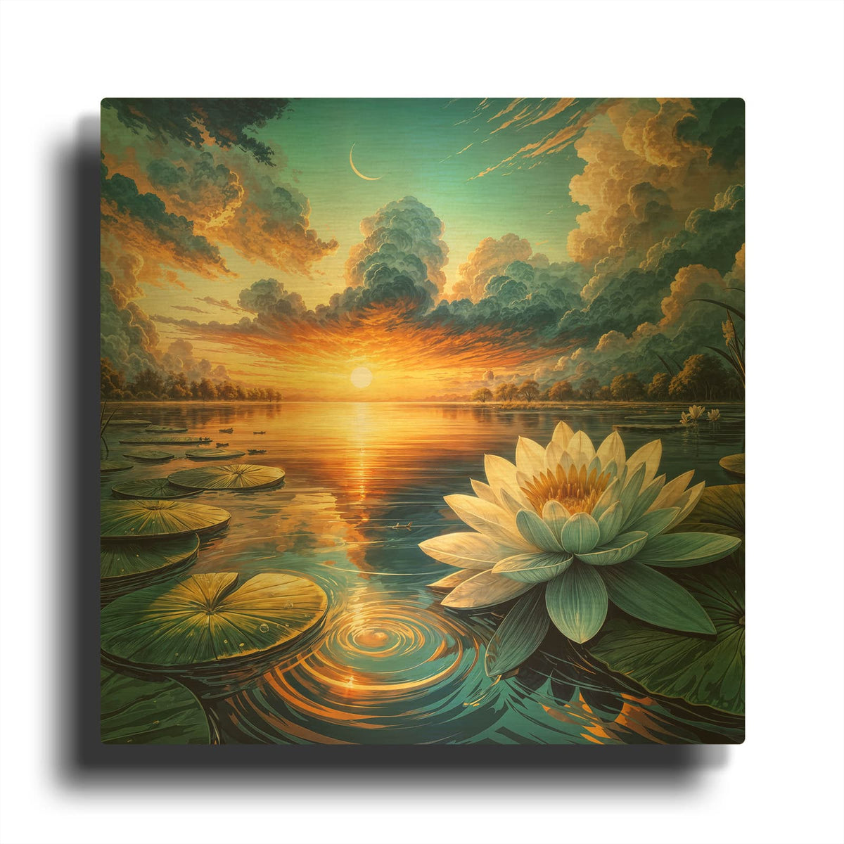 'Water Lily' By Rey Klimt Gold Metal Wall Art