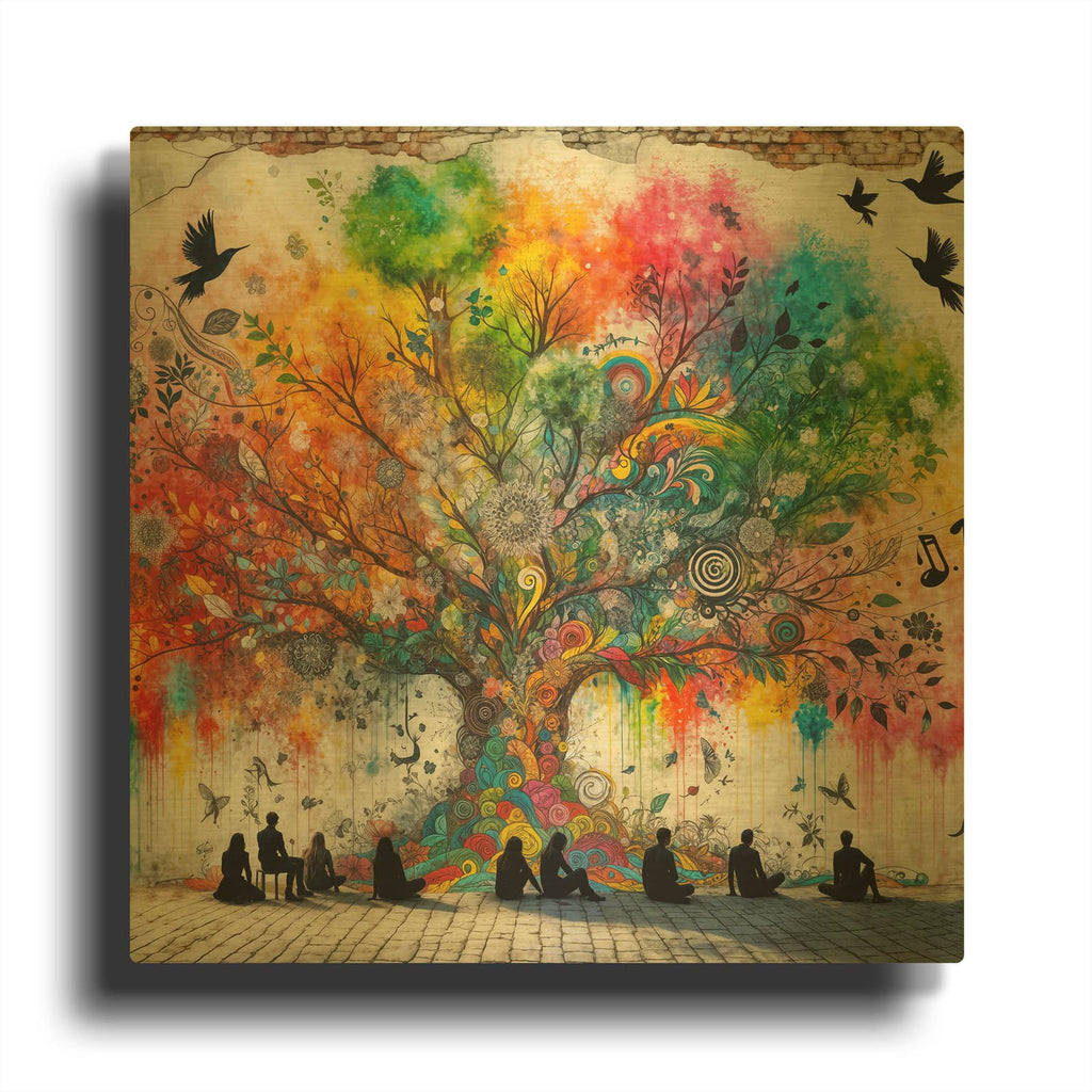 'Wisdom Tree 1' By Rey Klimt Gold Metal Wall Art