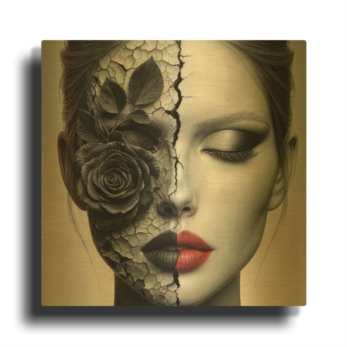 'Divided 1' By KIR.DART Gold Metal Wall Art
