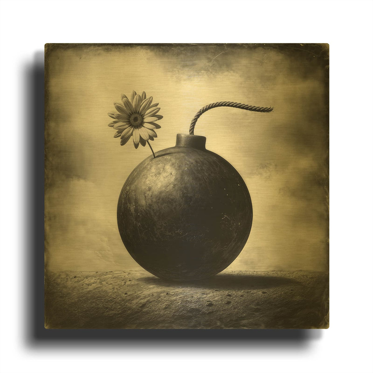 'Flower Bomb' By KIR.DART Gold Metal Wall Art