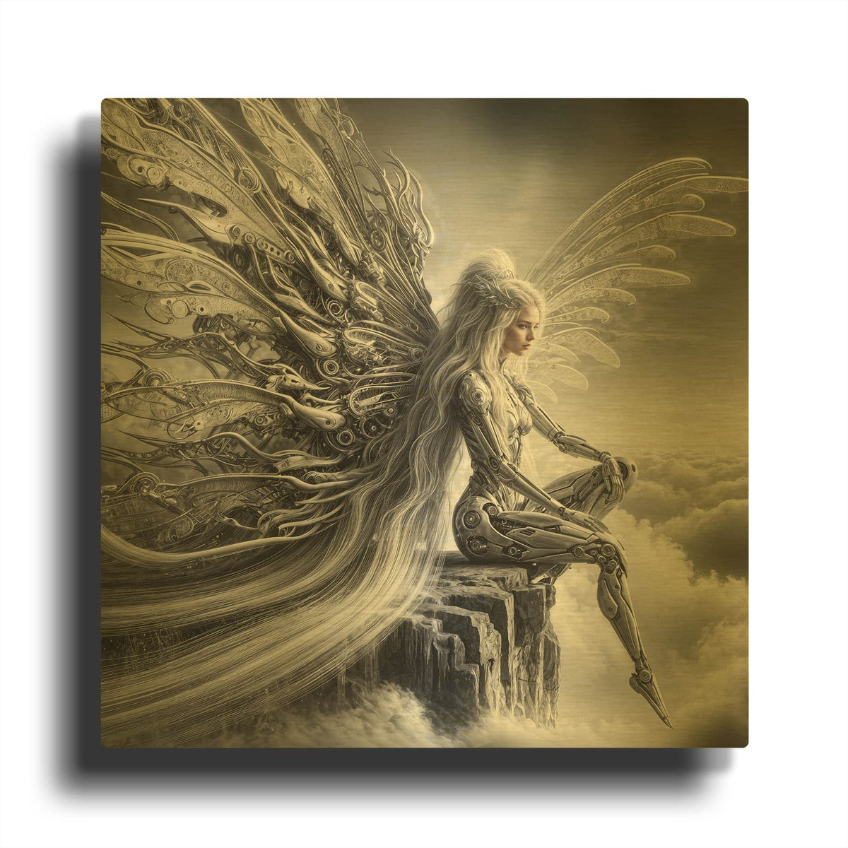 'In Clouds' By KIR.DART Gold Metal Wall Art
