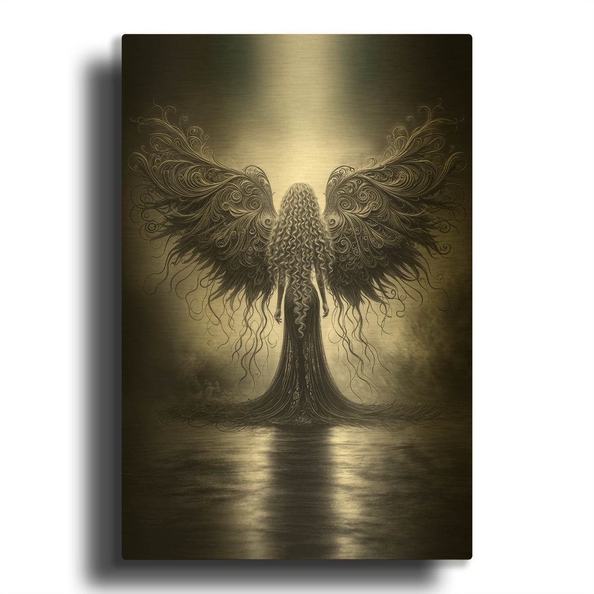 'Lone Angel' By KIR.DART Gold Metal Wall Art