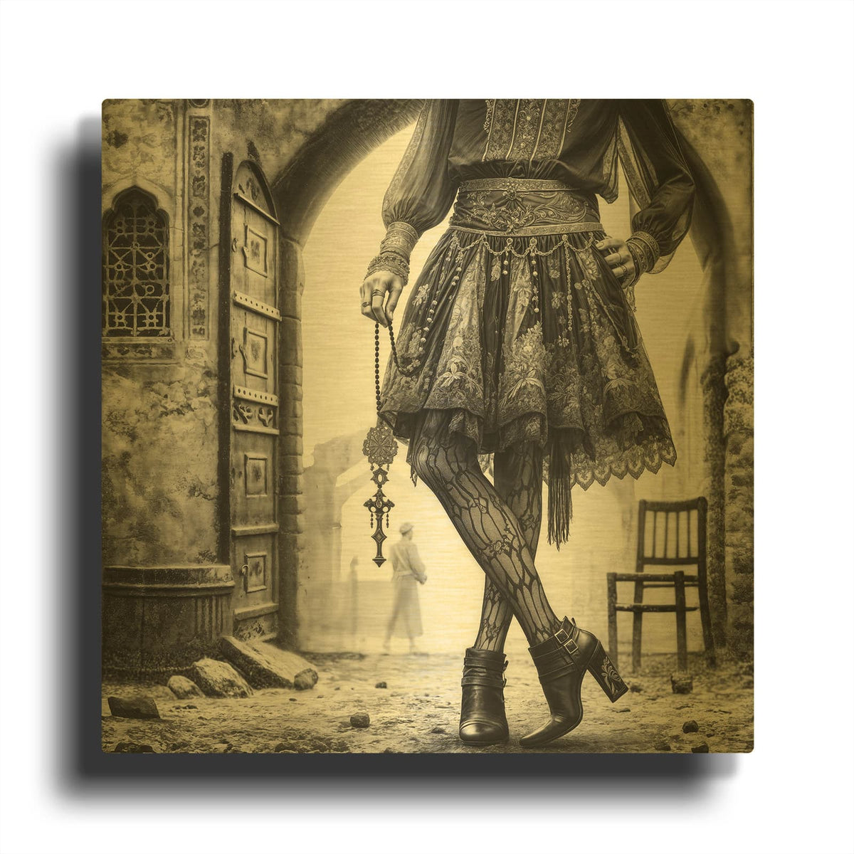 'Pause' By KIR.DART Gold Metal Wall Art