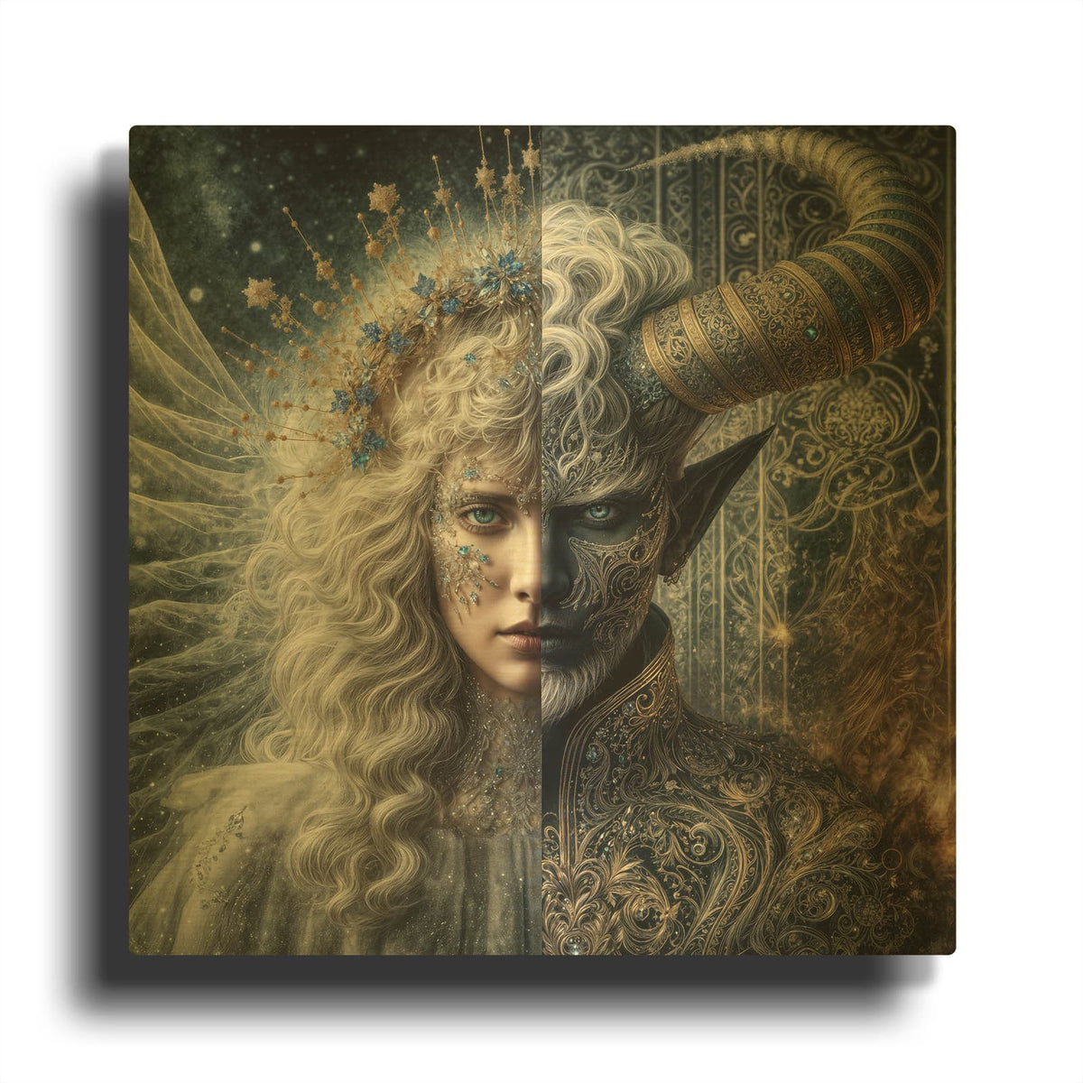 'Two Sides' By KIR.DART Gold Metal Wall Art