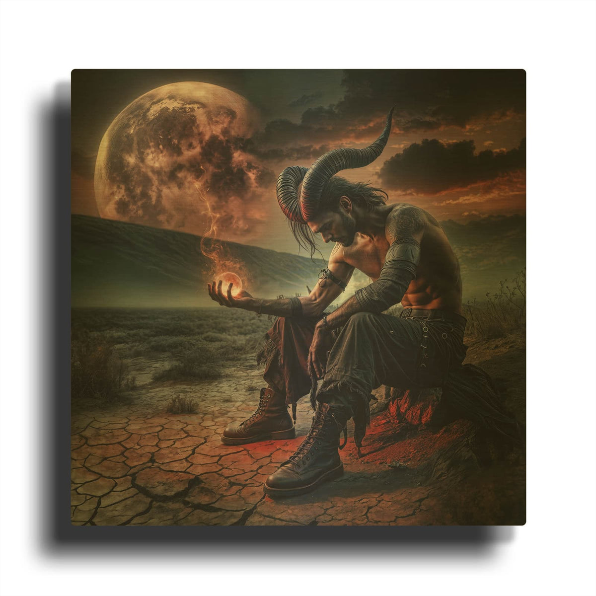 'Under Full Moon' By KIR.DART Gold Metal Wall Art