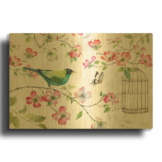 'Dogwood Garden I' By Lisa Audit Gold Metal Wall Art