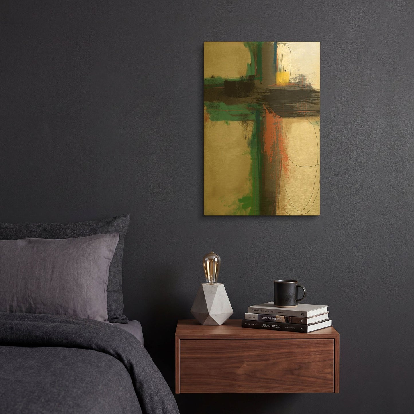 'Contemporary Cross II' By Linda Woods Gold Metal Wall Art