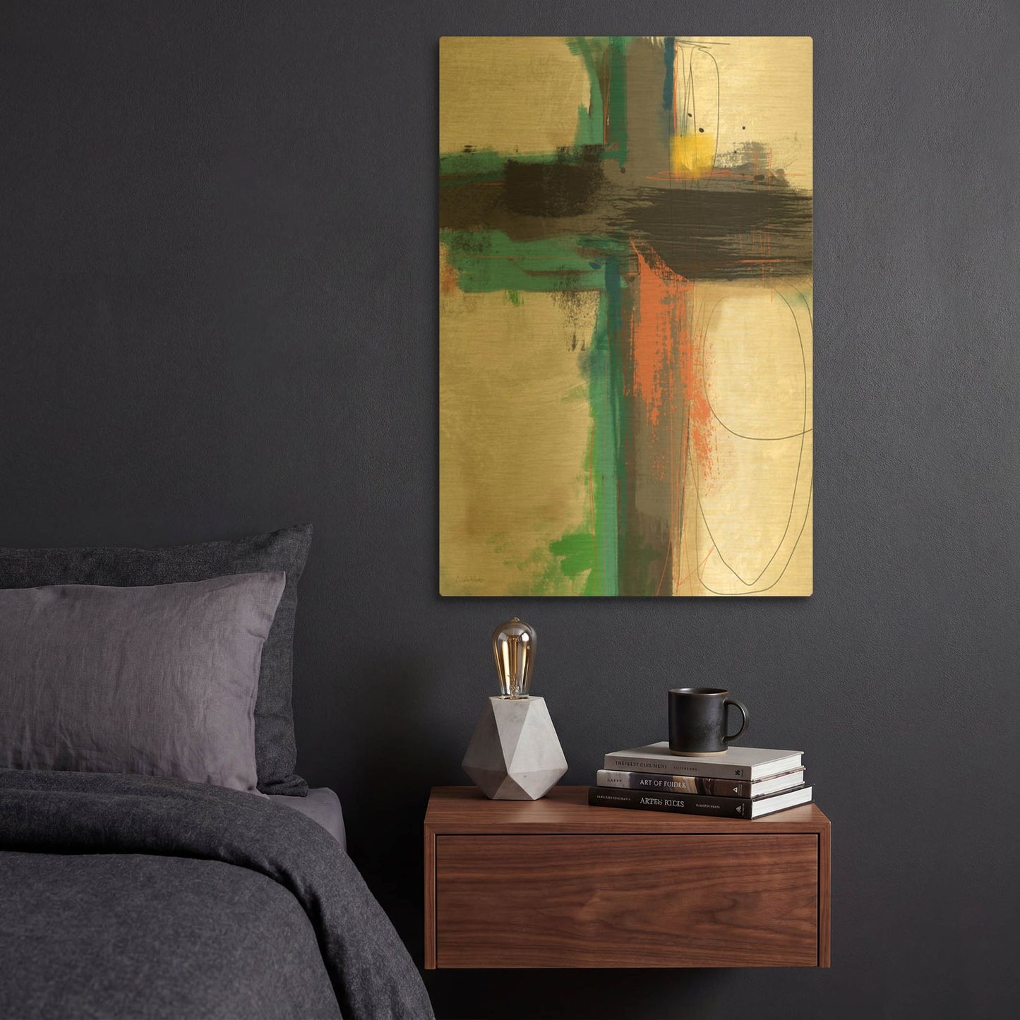 'Contemporary Cross II' By Linda Woods Gold Metal Wall Art