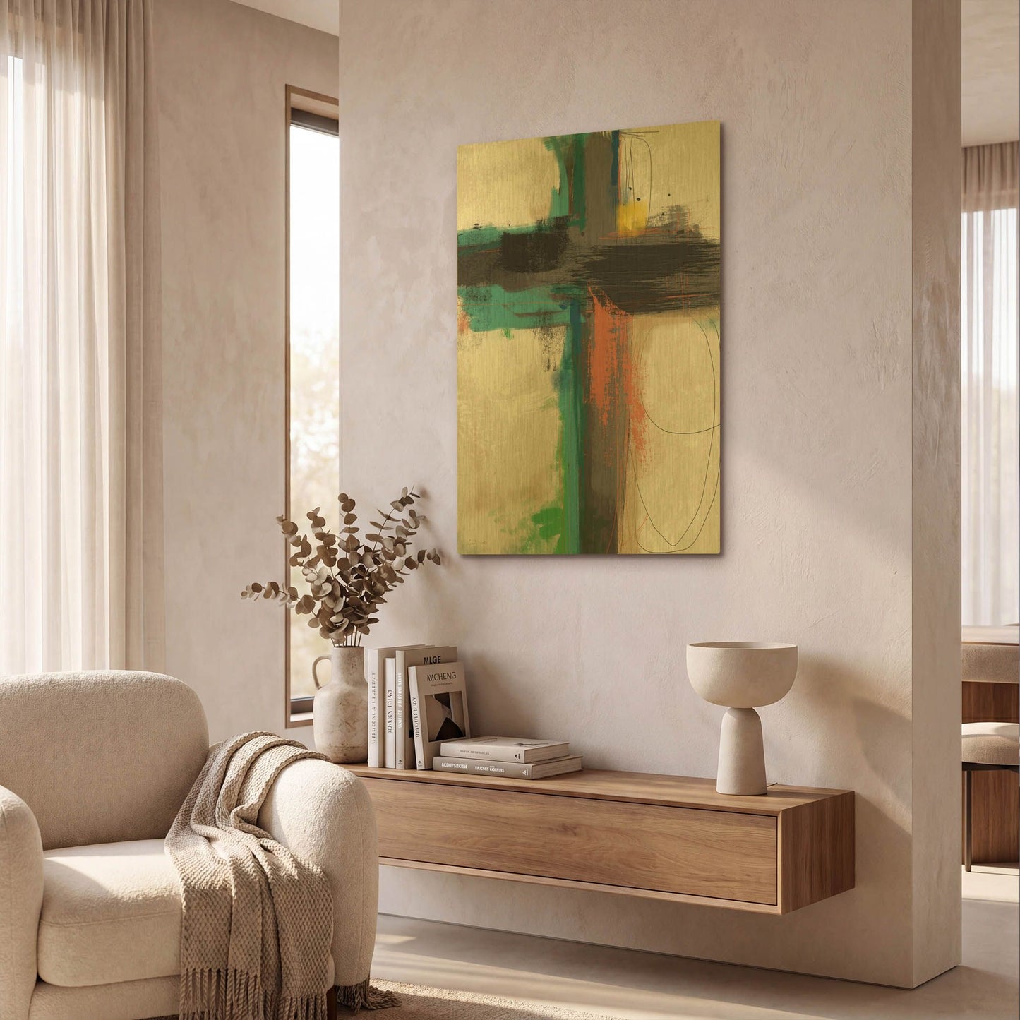 'Contemporary Cross II' By Linda Woods Gold Metal Wall Art