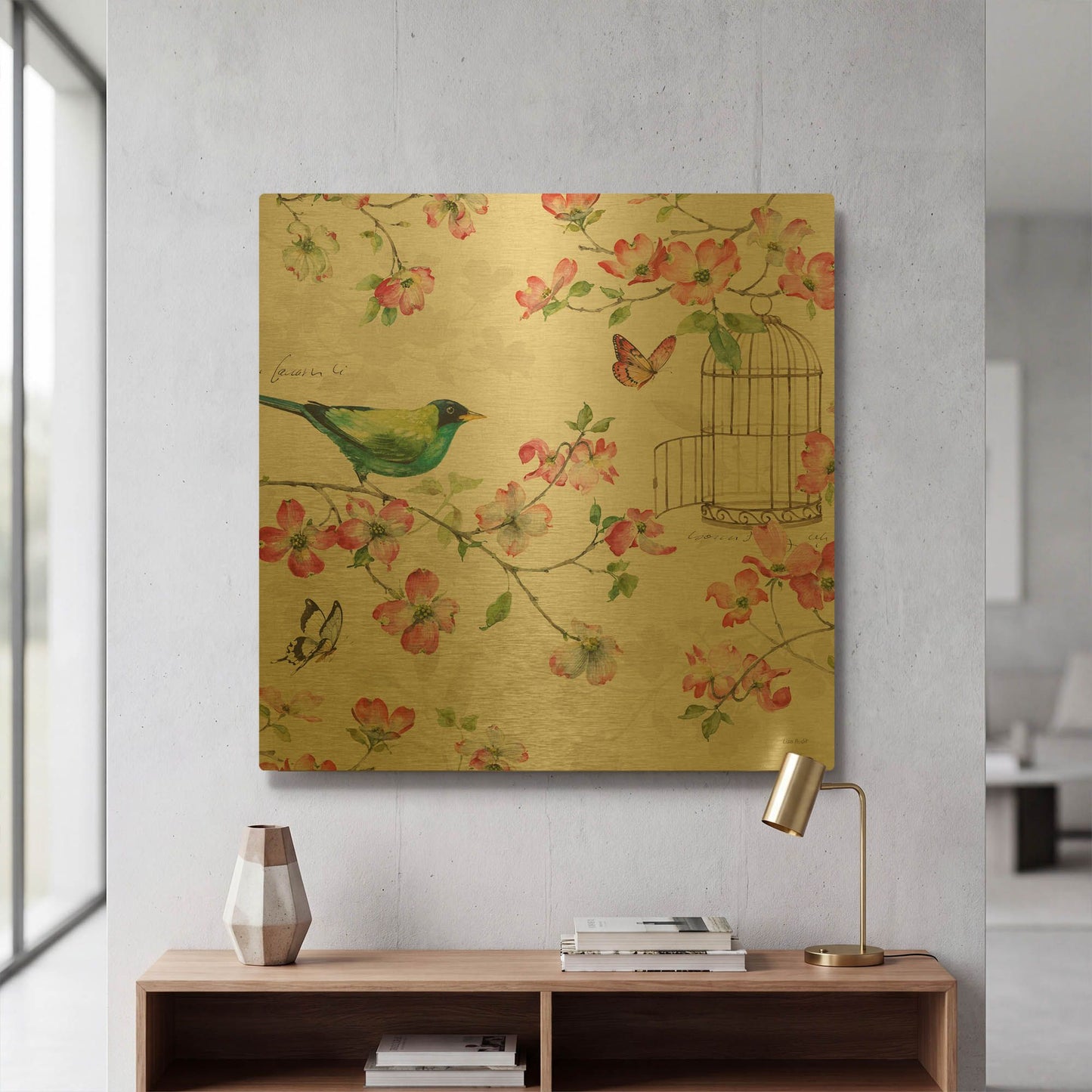 'Dogwood Garden IV' By Lisa Audit Gold Metal Wall Art