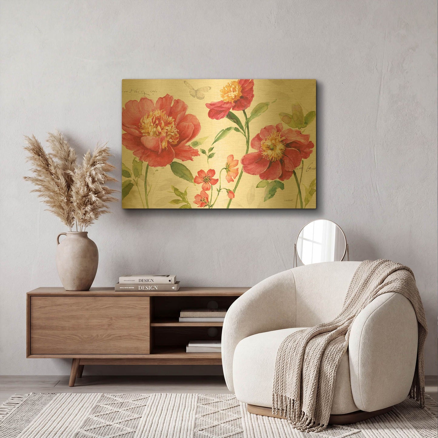 'Pink Garden I' By Lisa Audit Gold Metal Wall Art