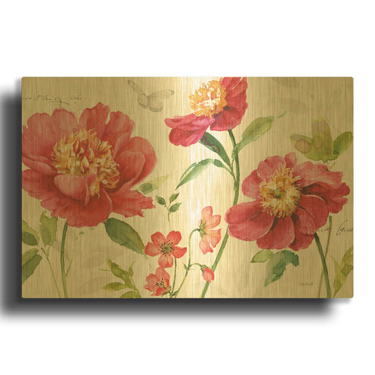 'Pink Garden I' By Lisa Audit Gold Metal Wall Art