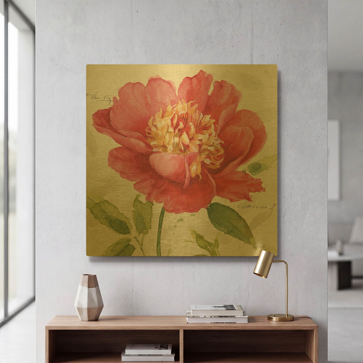 'Pink Garden II' By Lisa Audit Gold Metal Wall Art