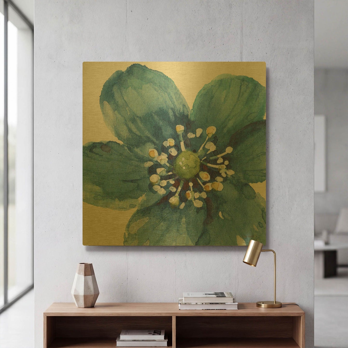 'Blue And Green Garden V' By Lisa Audit Gold Metal Wall Art