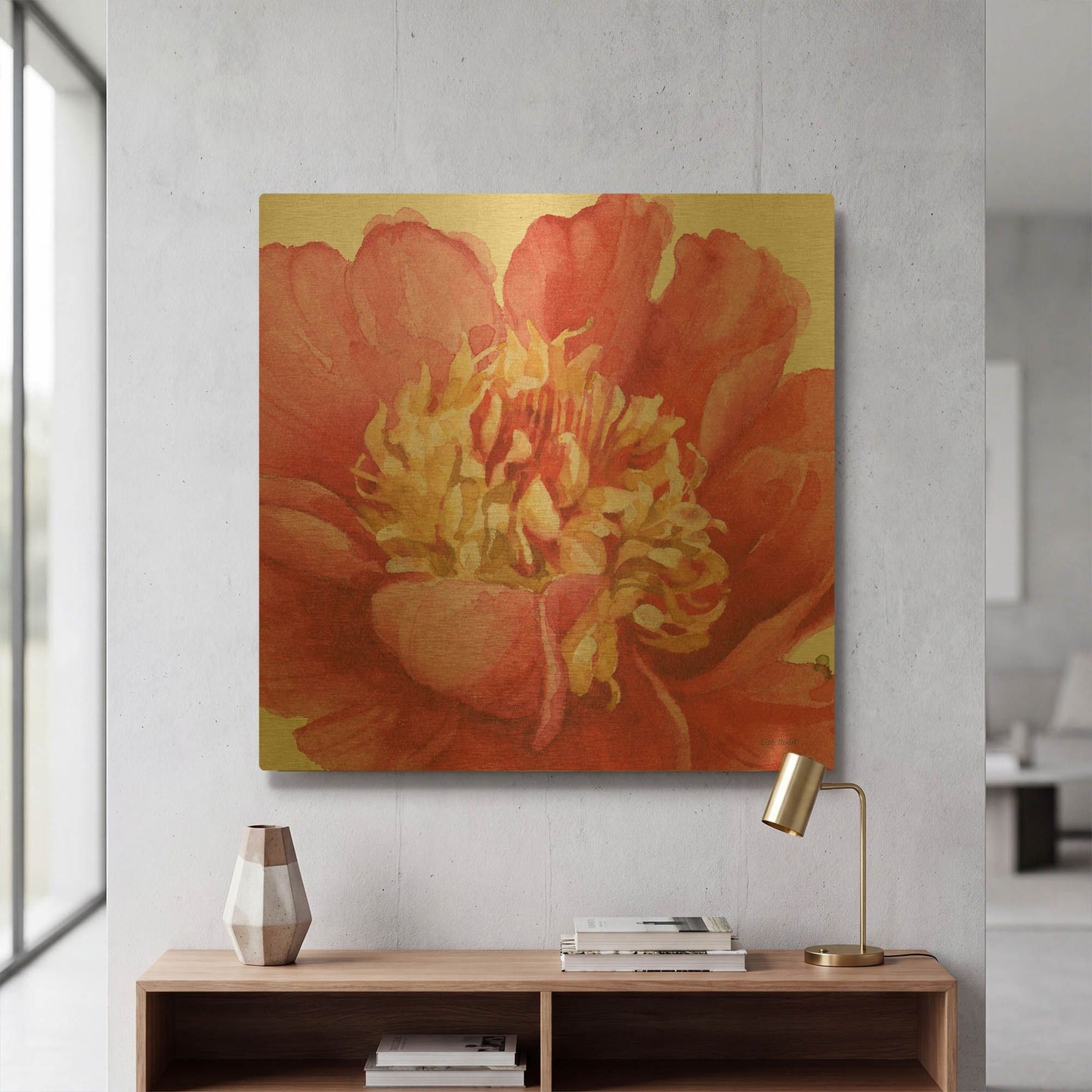 'Pink Garden V' By Lisa Audit Gold Metal Wall Art