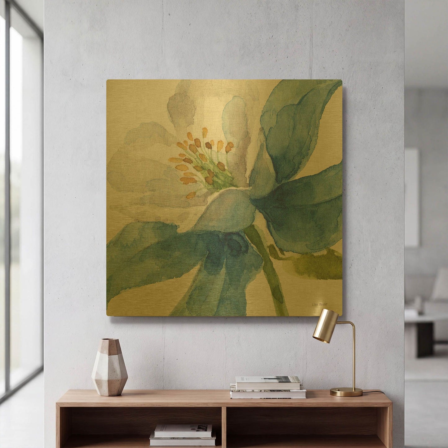 'Blue And Green Garden VI' By Lisa Audit Gold Metal Wall Art