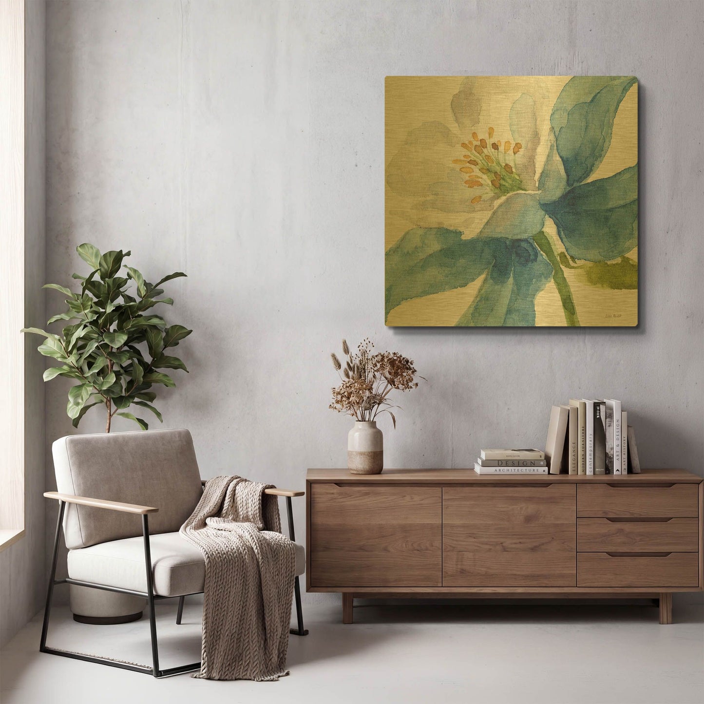 'Blue And Green Garden VI' By Lisa Audit Gold Metal Wall Art