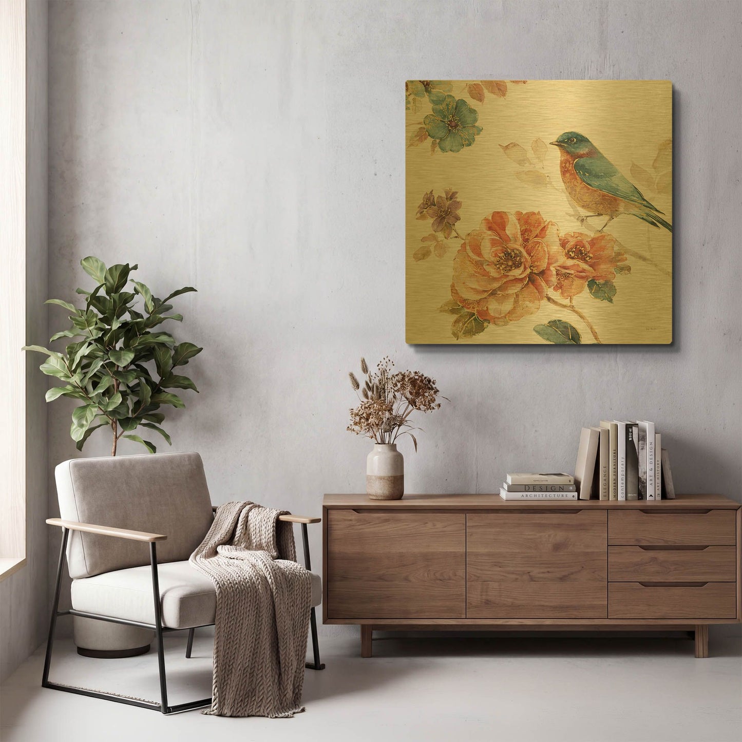 'Spiced Nature III' By Lisa Audit Gold Metal Wall Art
