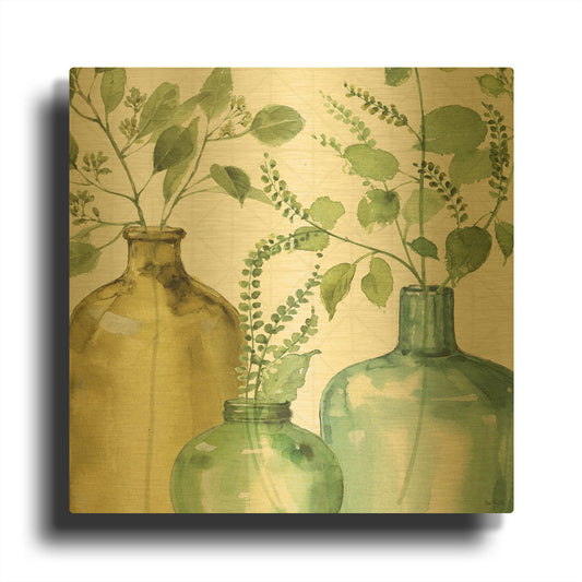 'Mixed Greens LV' By Lisa Audit Gold Metal Wall Art