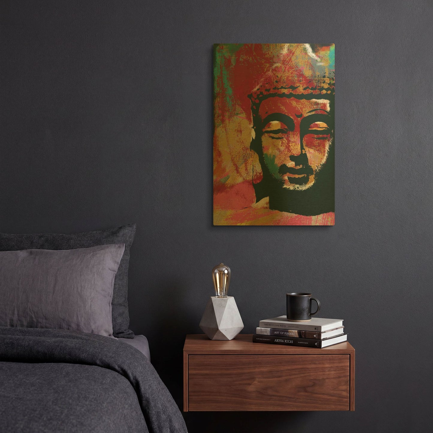 'Painted Buddha IV' By Linda Woods Gold Metal Wall Art