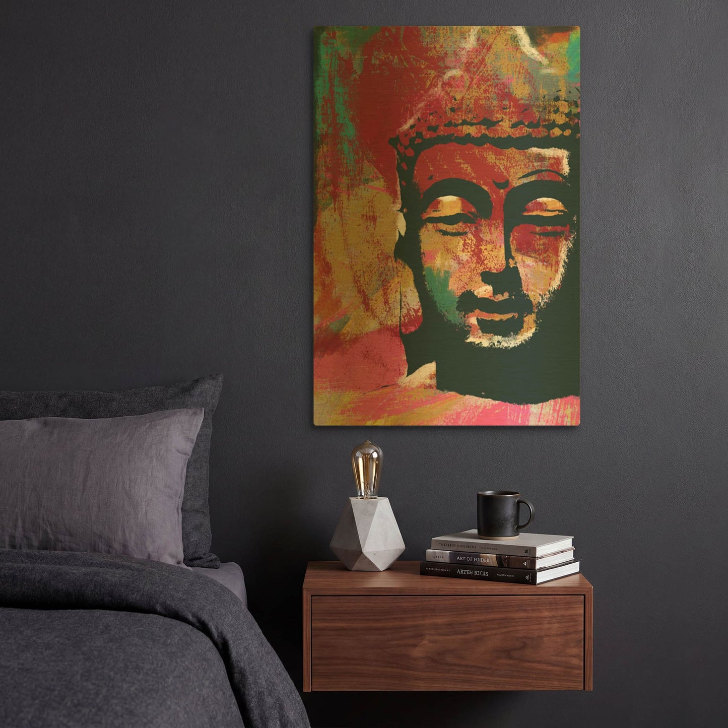 'Painted Buddha IV' By Linda Woods Gold Metal Wall Art