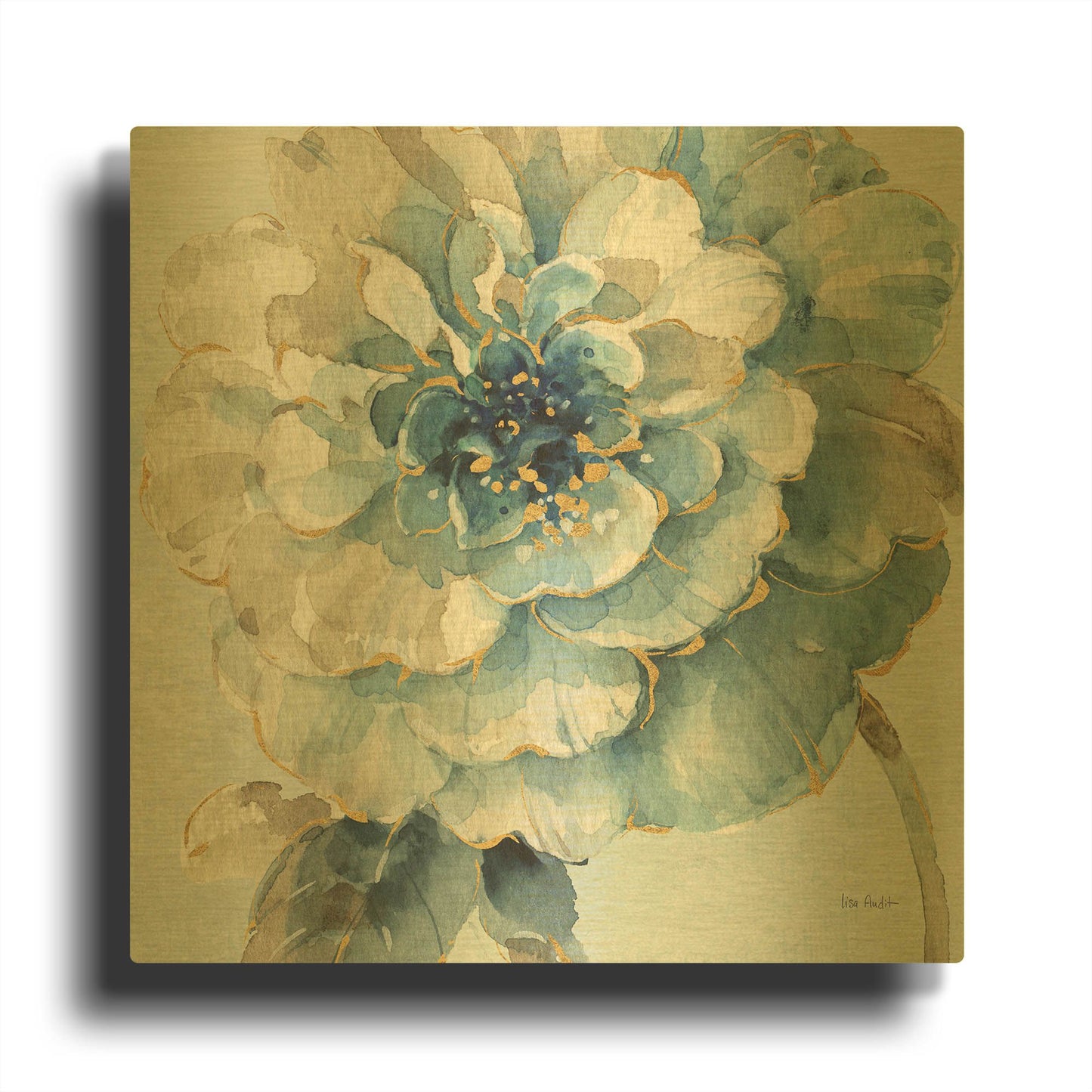 'Indigold VII Light Blue' By Lisa Audit Gold Metal Wall Art