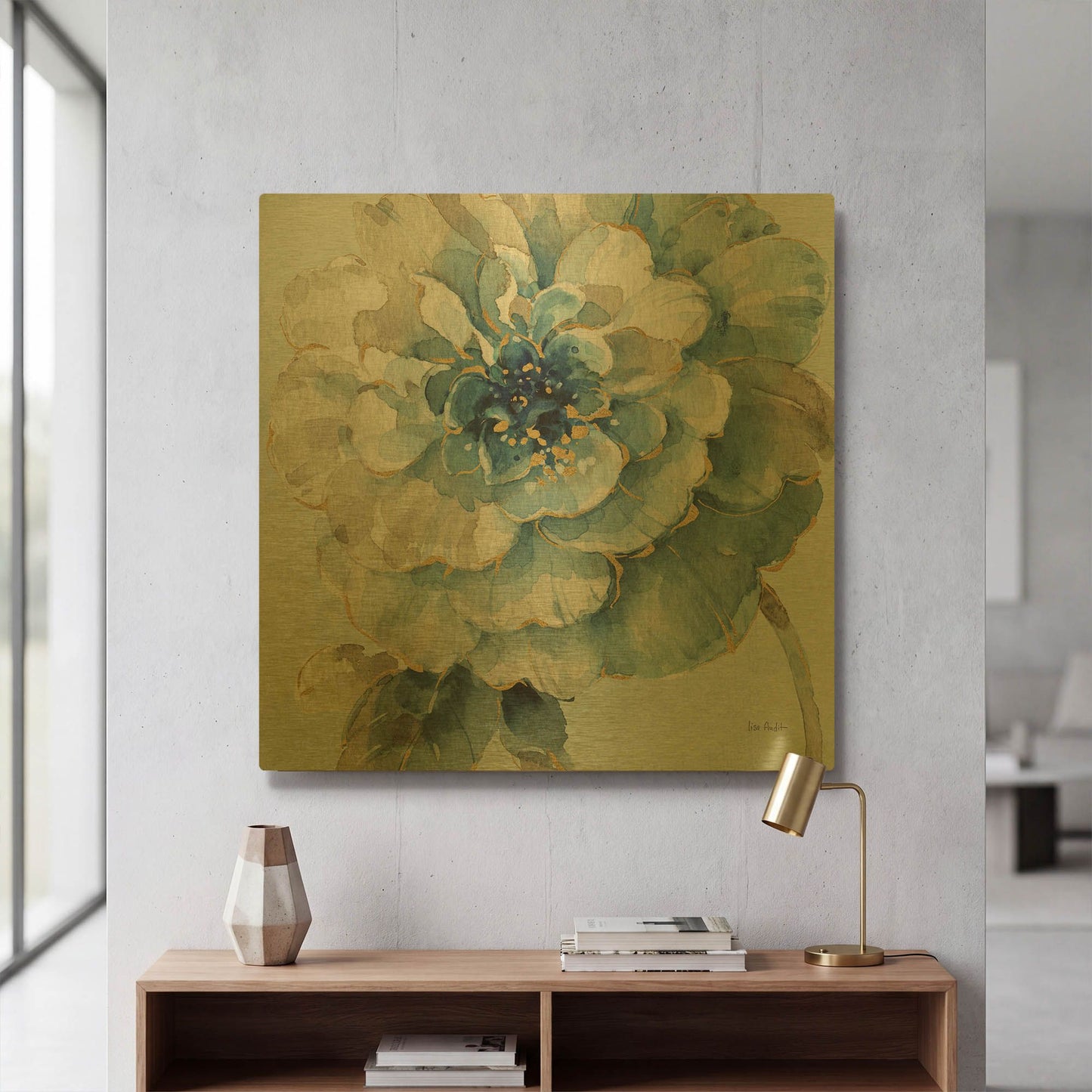 'Indigold VII Light Blue' By Lisa Audit Gold Metal Wall Art