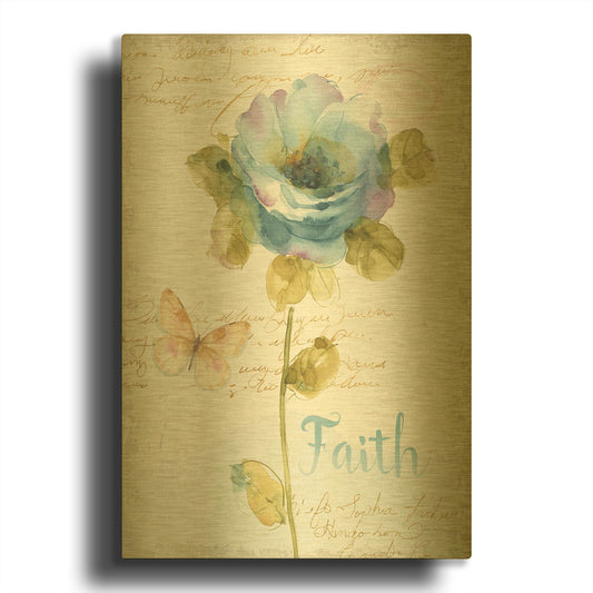 'Rainbow Seeds Floral VII Faith' By Lisa Audit Gold Metal Wall Art
