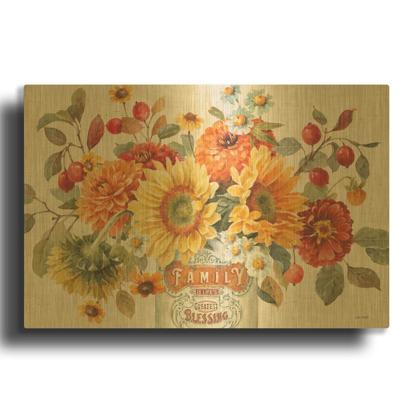 'Autumn In Bloom I' By Lisa Audit Gold Metal Wall Art