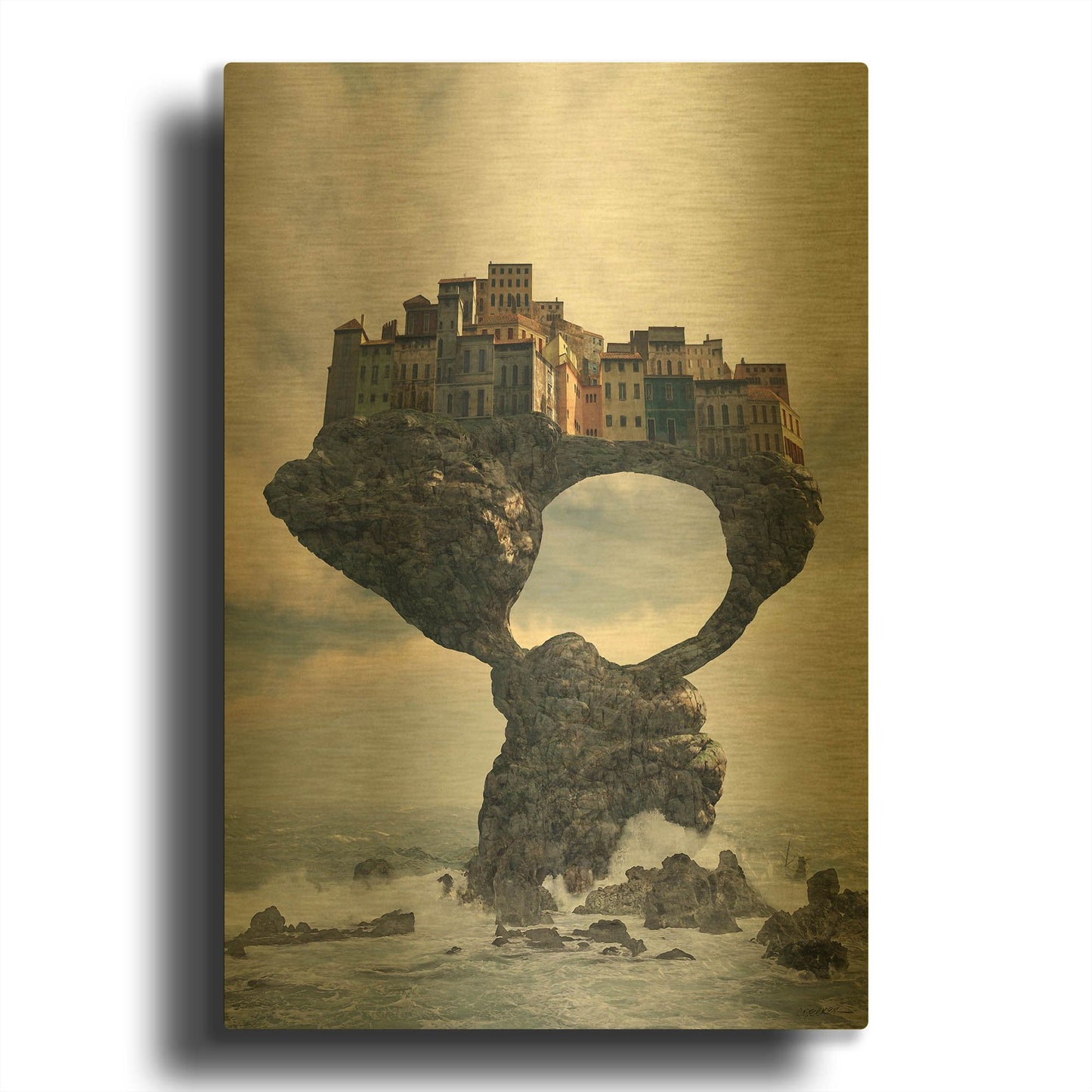 'Precarious' By Cynthia Decker Gold Metal Wall Art