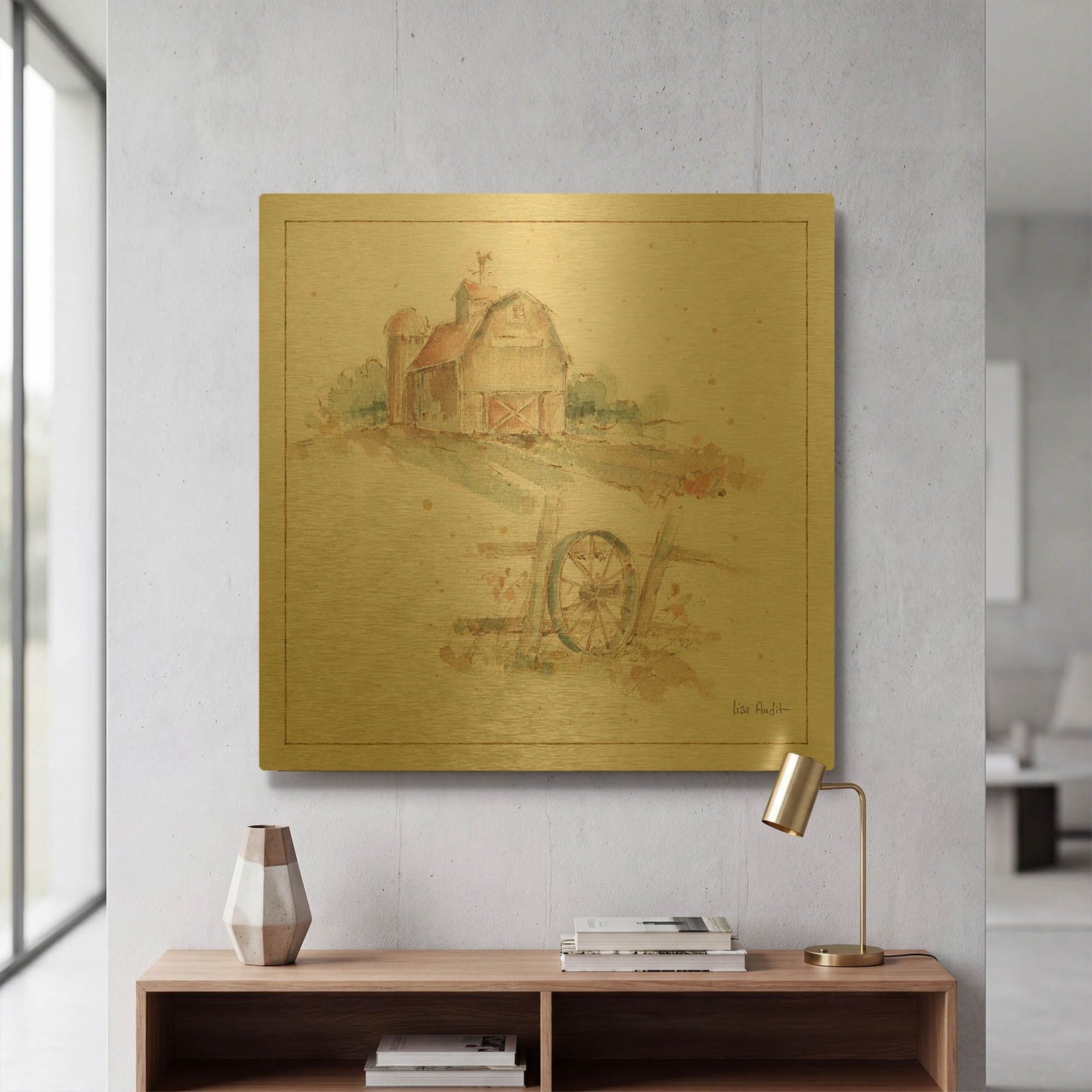 'Farm Friends XV' By Lisa Audit Gold Metal Wall Art
