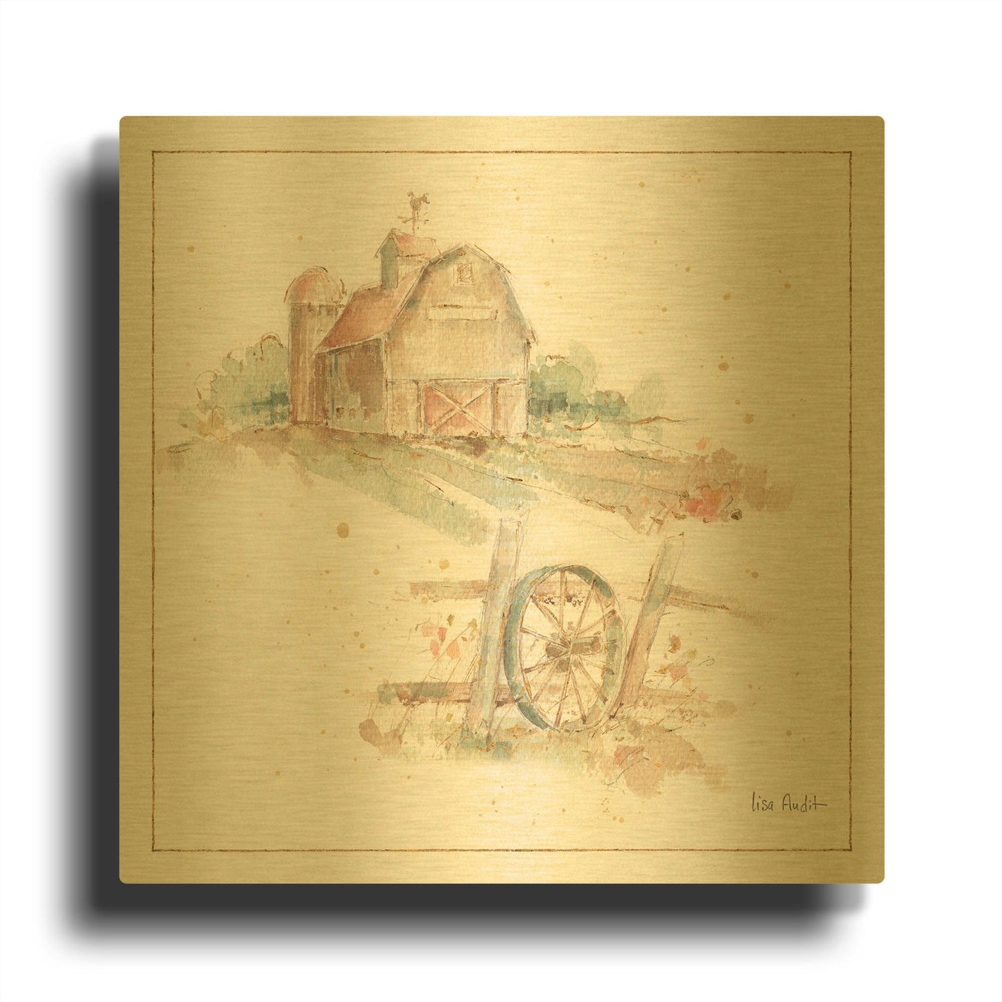 'Farm Friends XV' By Lisa Audit Gold Metal Wall Art