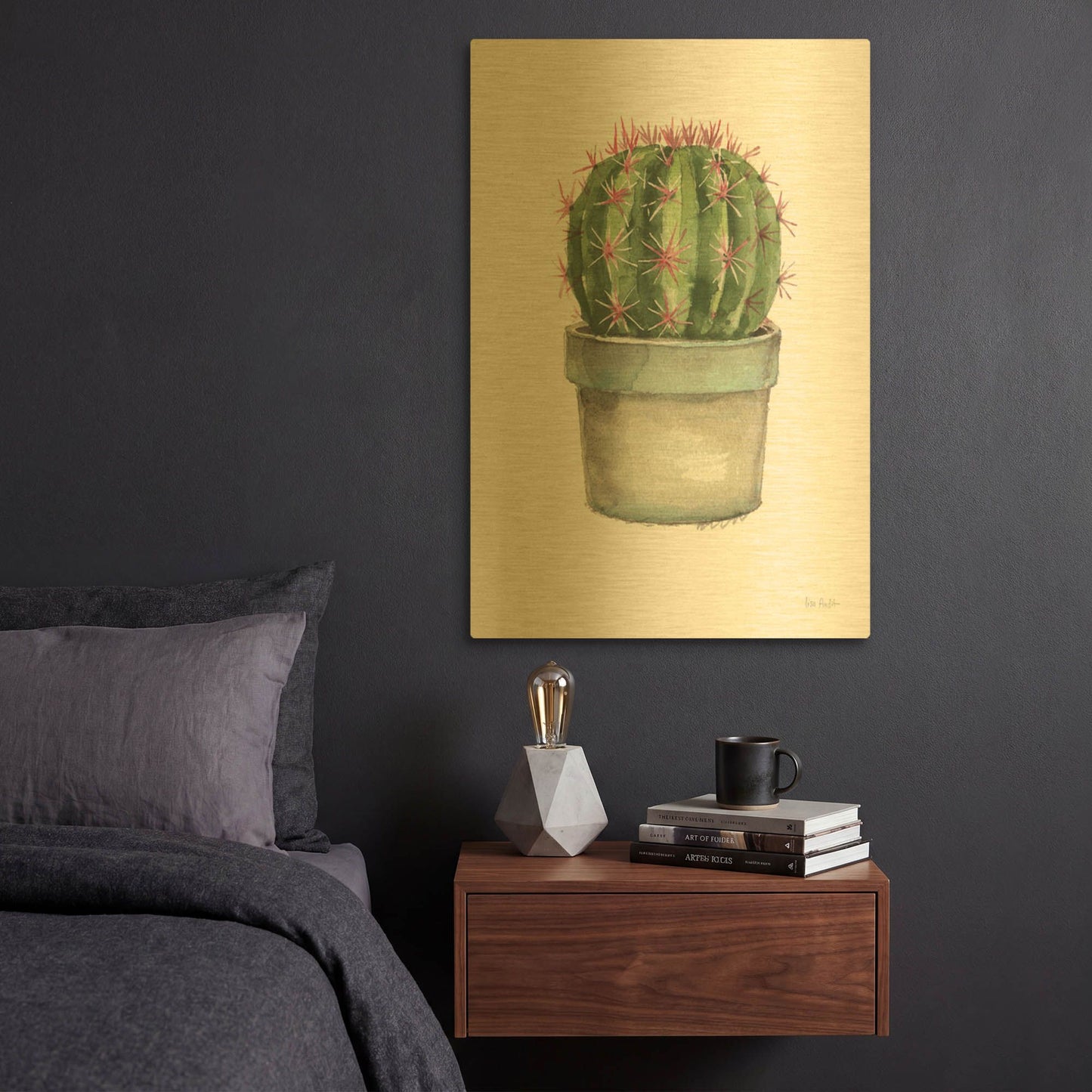 'Mixed Greens Succulent II' By Lisa Audit Gold Metal Wall Art
