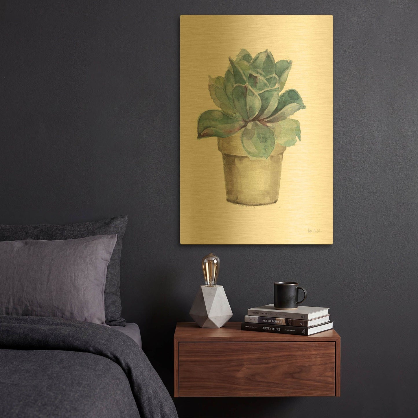 'Mixed Greens Succulent IV' By Lisa Audit Gold Metal Wall Art