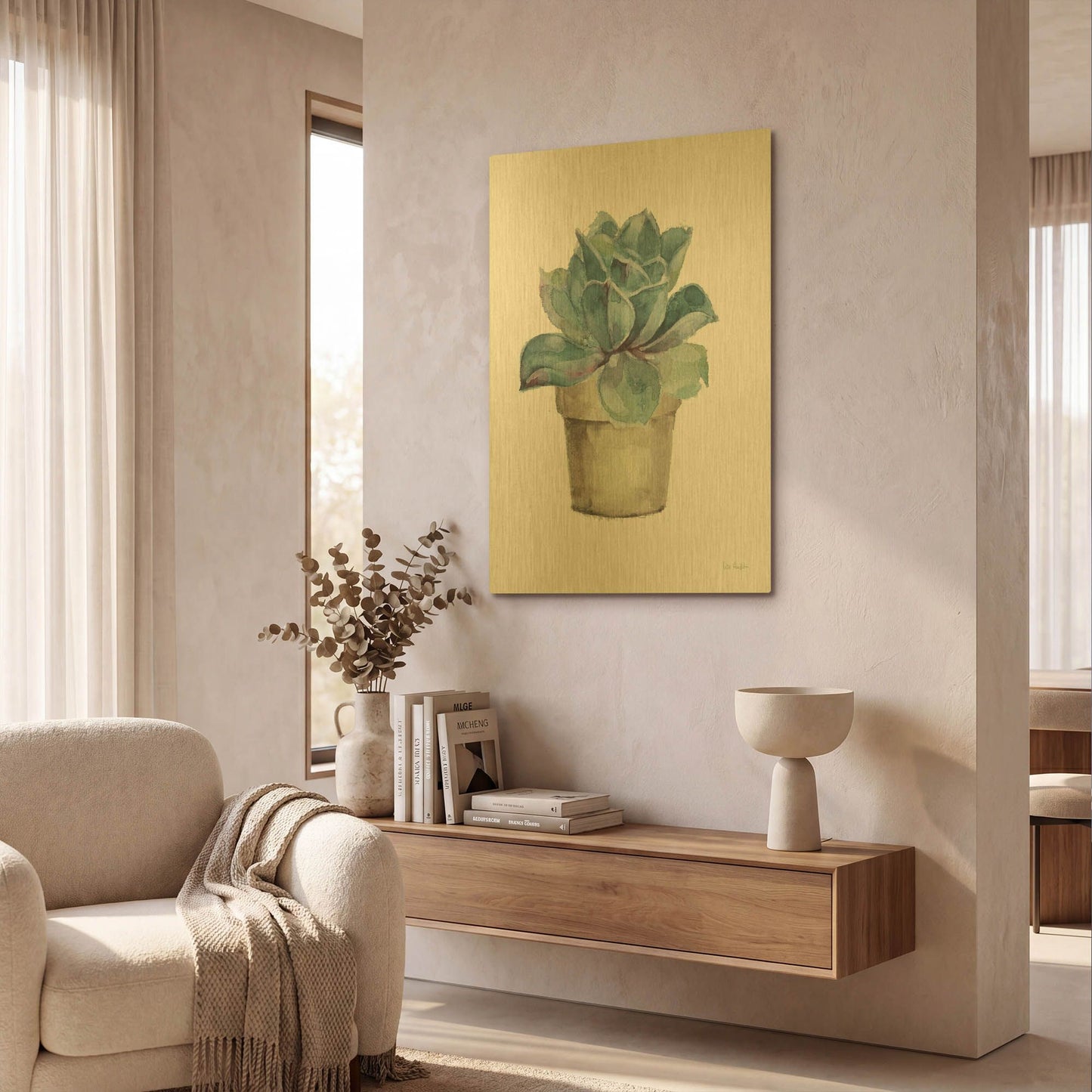 'Mixed Greens Succulent IV' By Lisa Audit Gold Metal Wall Art