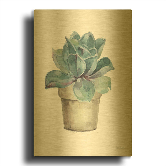 'Mixed Greens Succulent IV' By Lisa Audit Gold Metal Wall Art