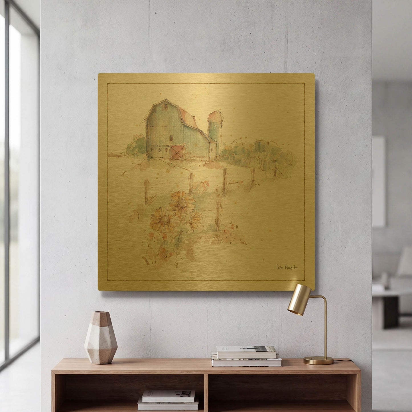 'Farm Friends XIV' By Lisa Audit Gold Metal Wall Art