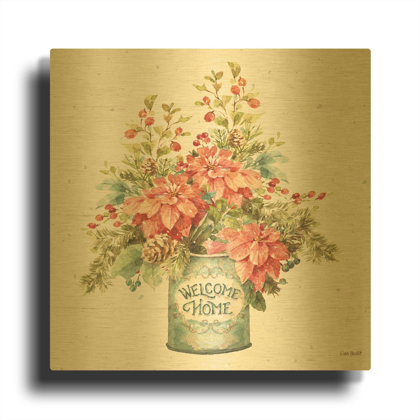'Our Christmas Story Bouquet' By Lisa Audit Gold Metal Wall Art