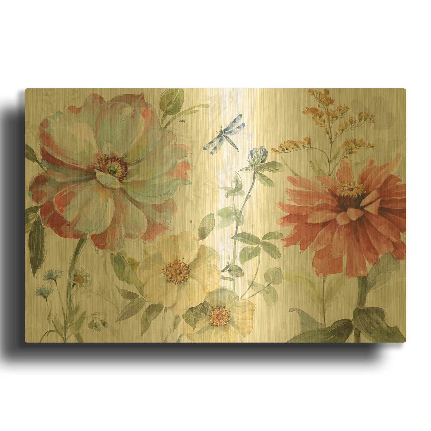 'Spring Meadow II' By Lisa Audit Gold Metal Wall Art