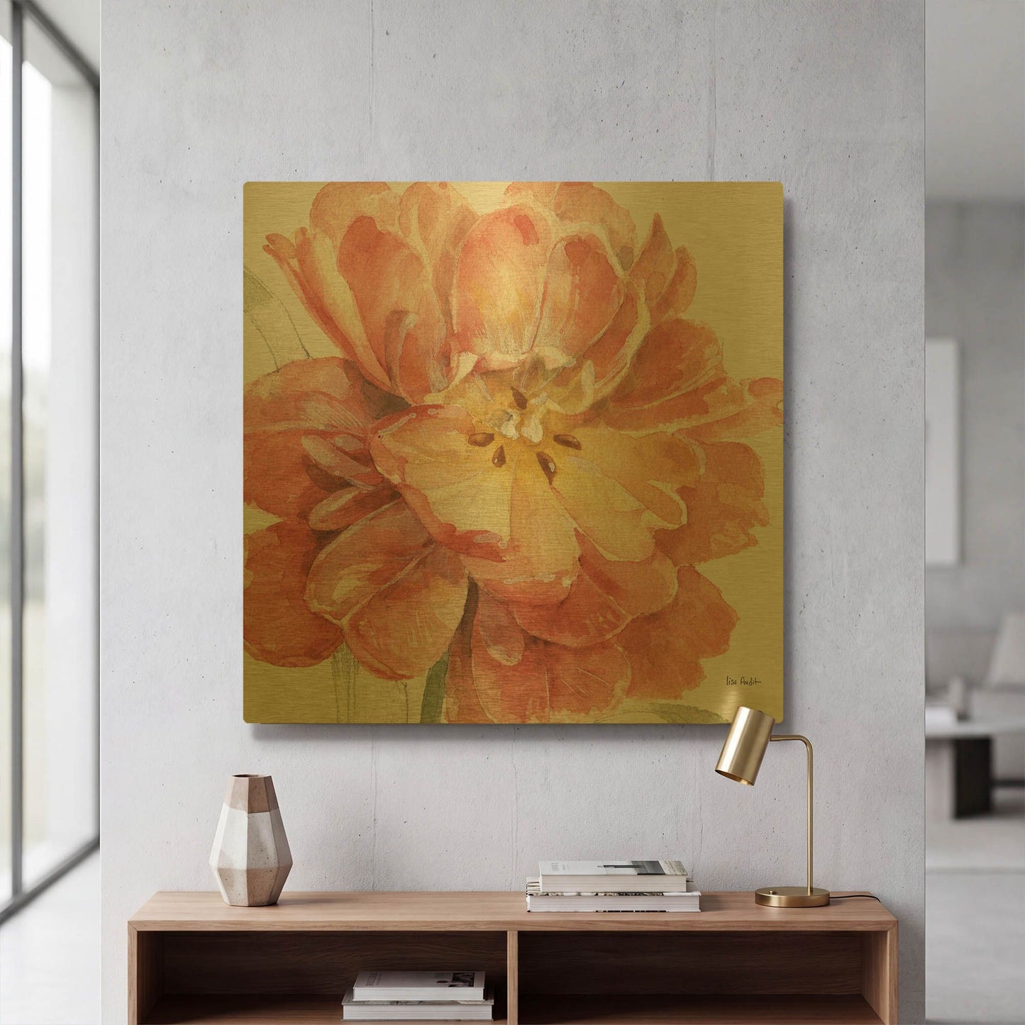 'Spring Meadow V' By Lisa Audit Gold Metal Wall Art
