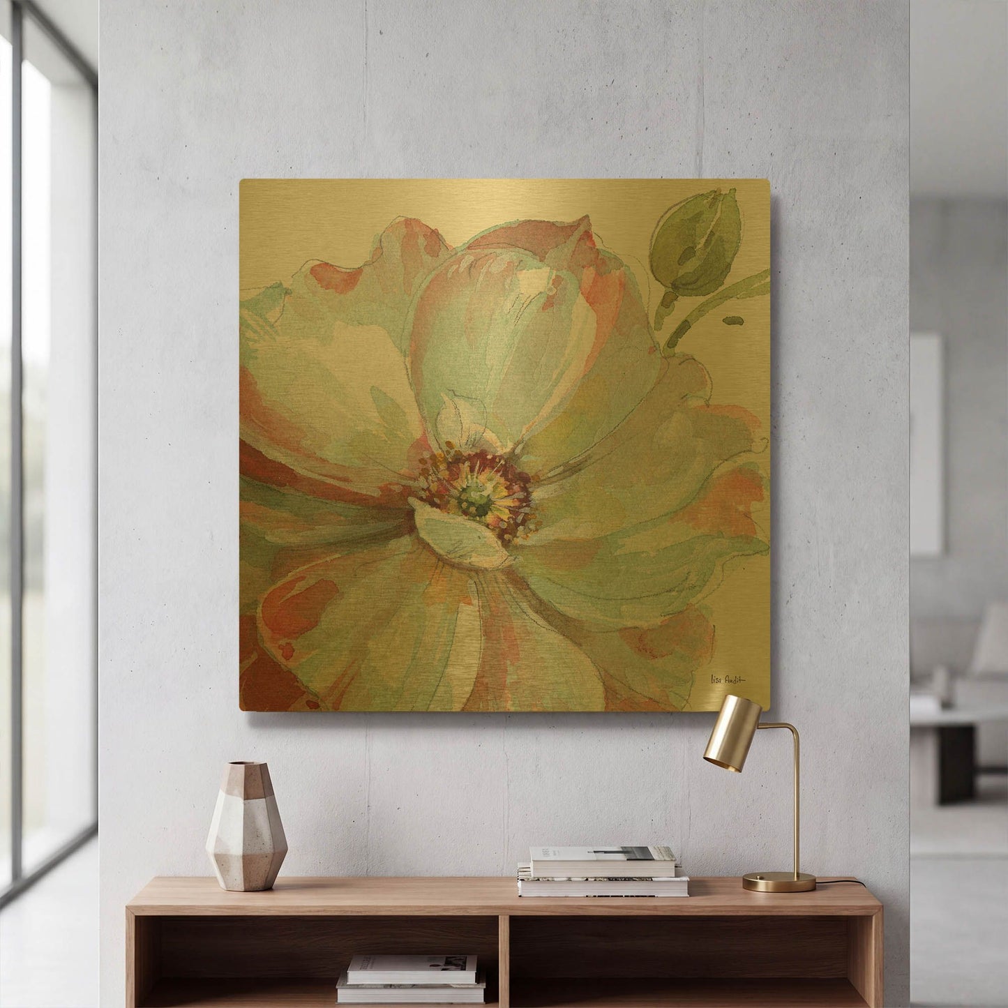 'Spring Meadow VI' By Lisa Audit Gold Metal Wall Art