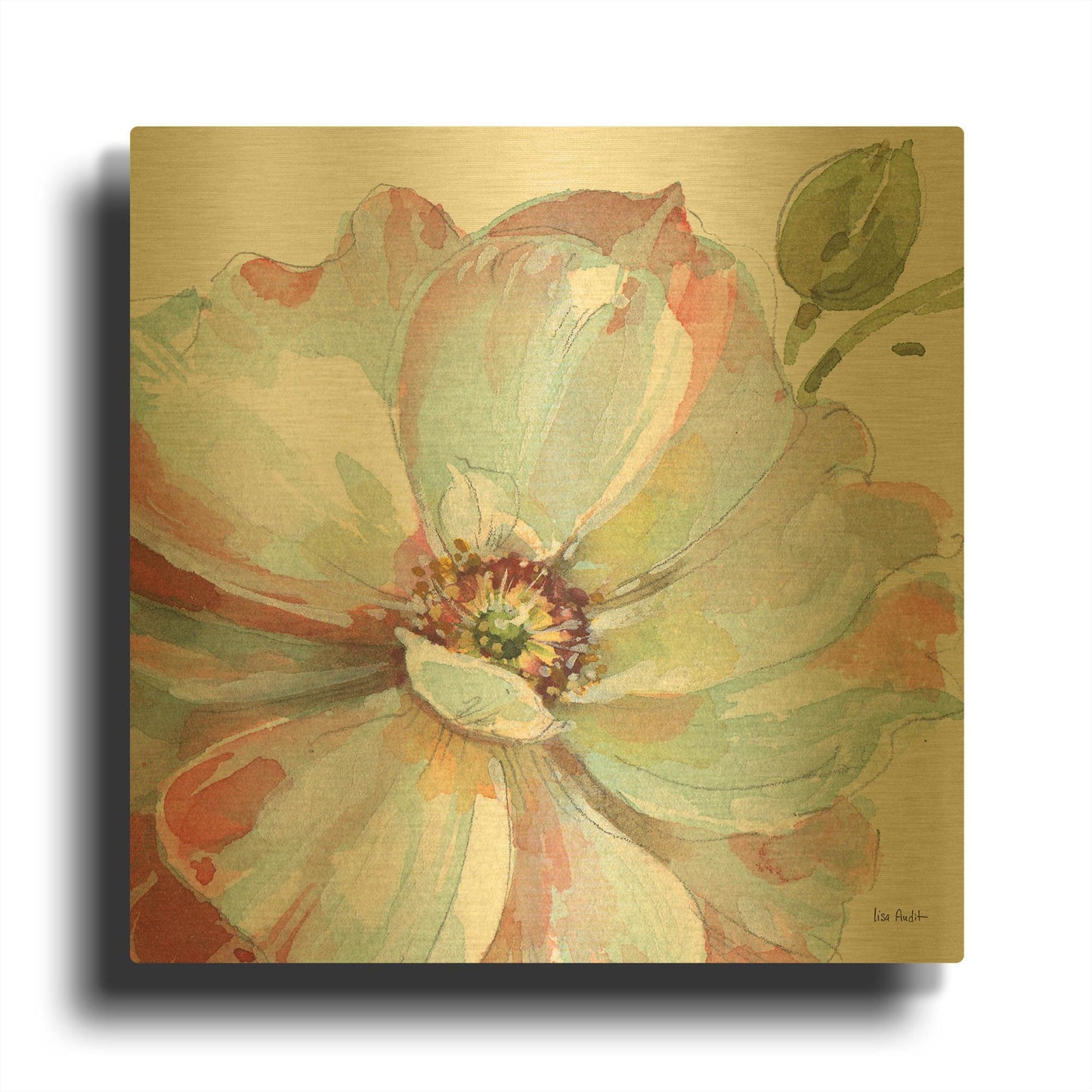'Spring Meadow VI' By Lisa Audit Gold Metal Wall Art