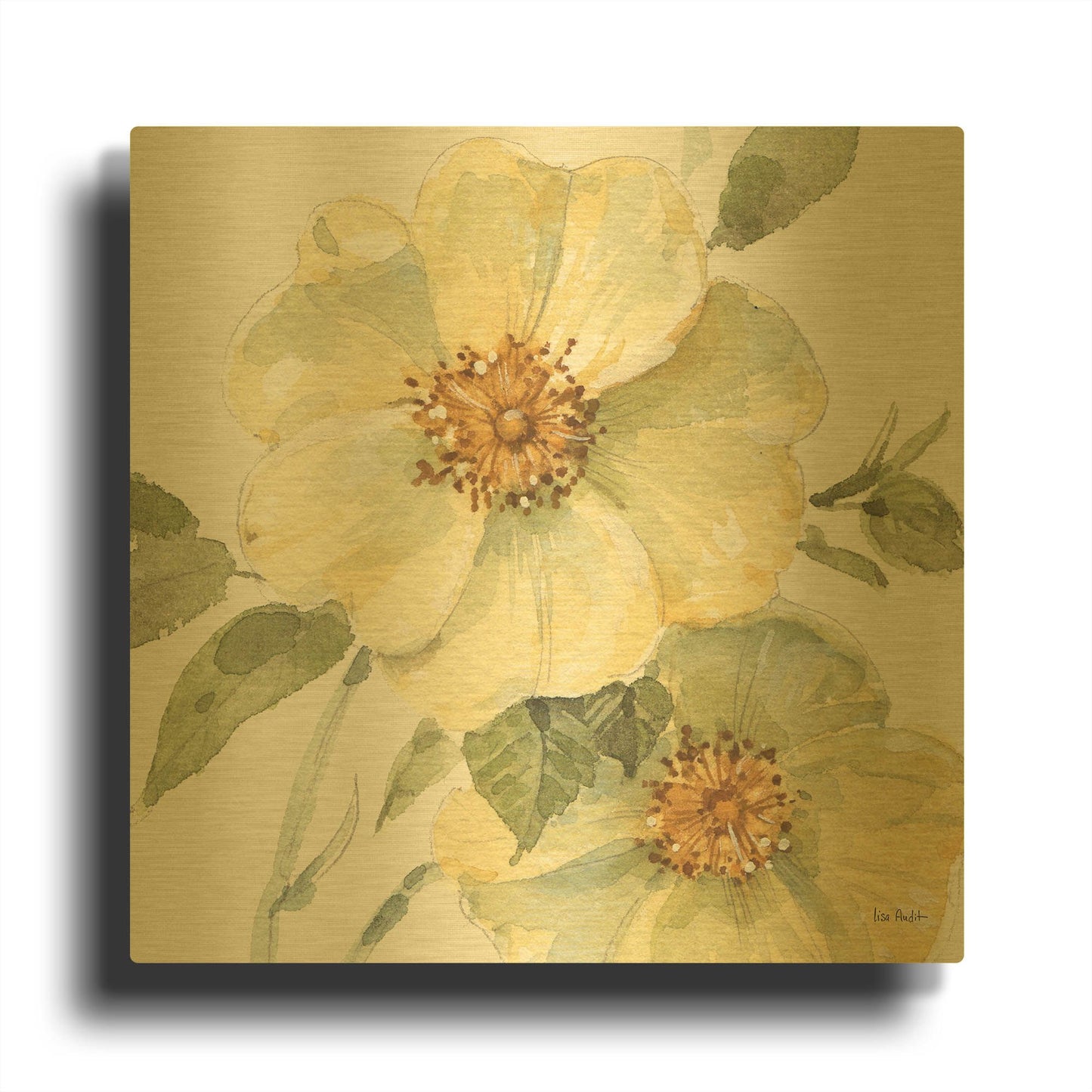 'Spring Meadow VII' By Lisa Audit Gold Metal Wall Art