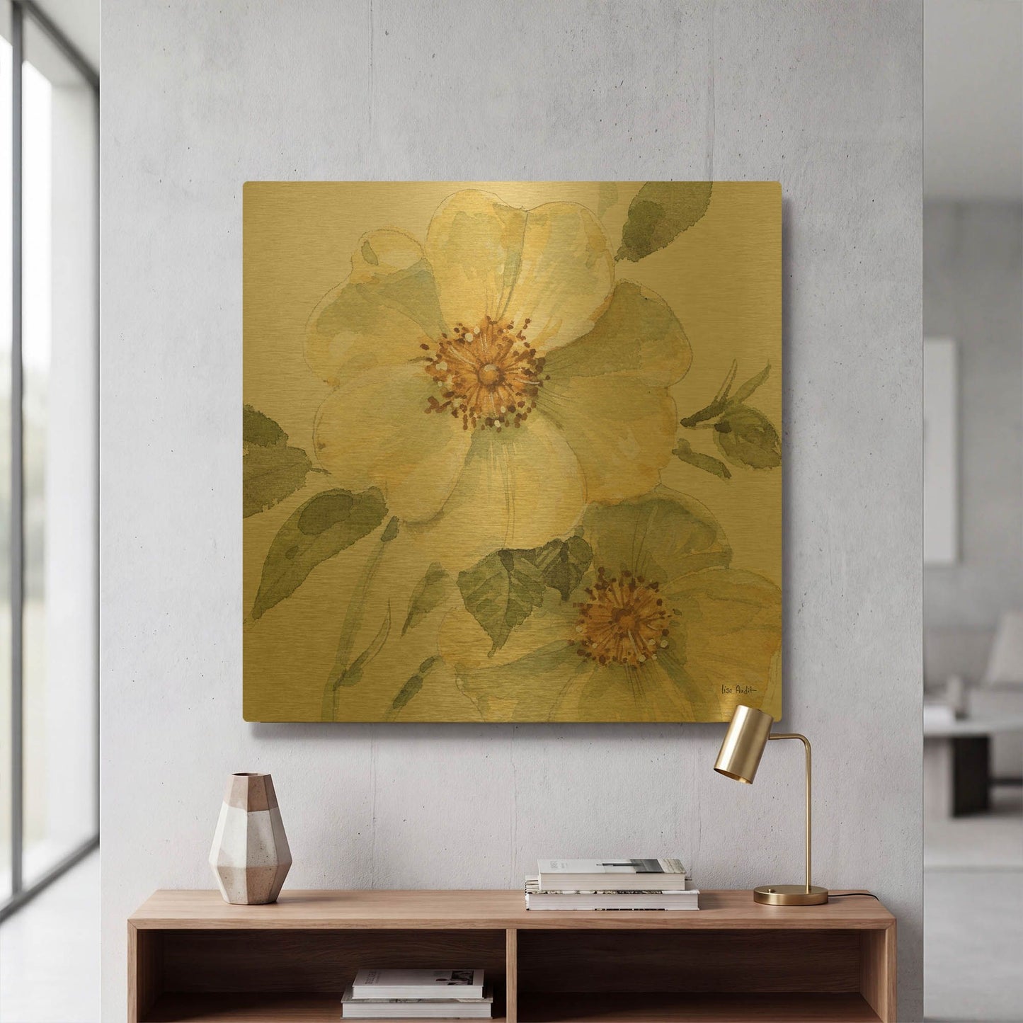 'Spring Meadow VII' By Lisa Audit Gold Metal Wall Art