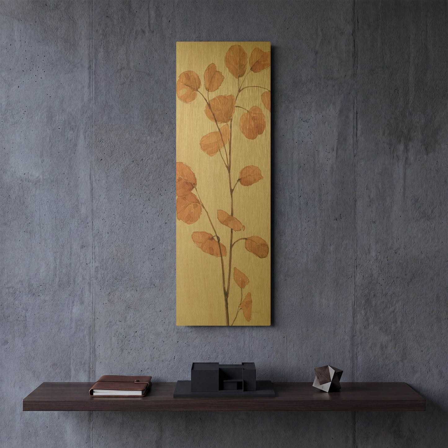 'Soft Terracotta Mixed Greens LIX' By Lisa Audit Gold Metal Wall Art