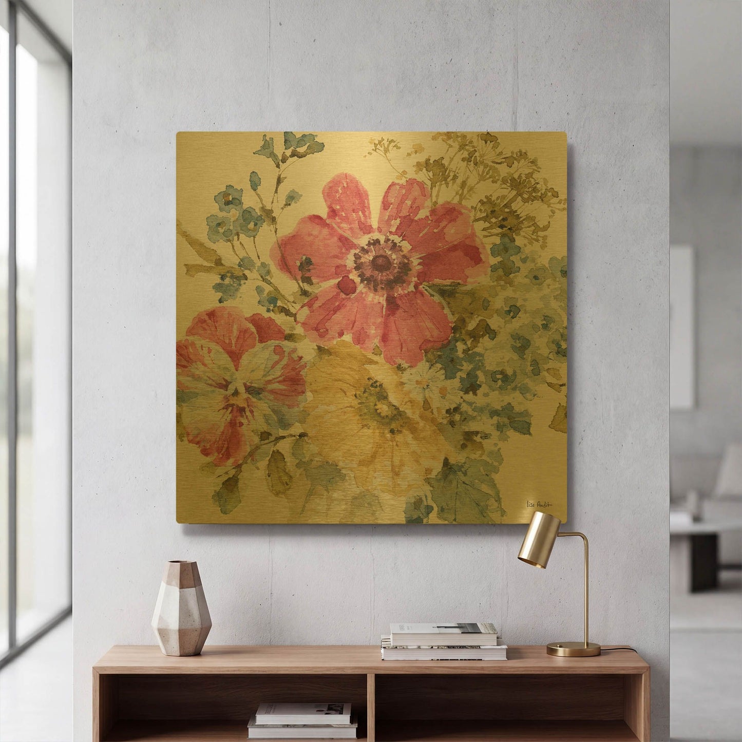 'Summer Garden II' By Lisa Audit Gold Metal Wall Art