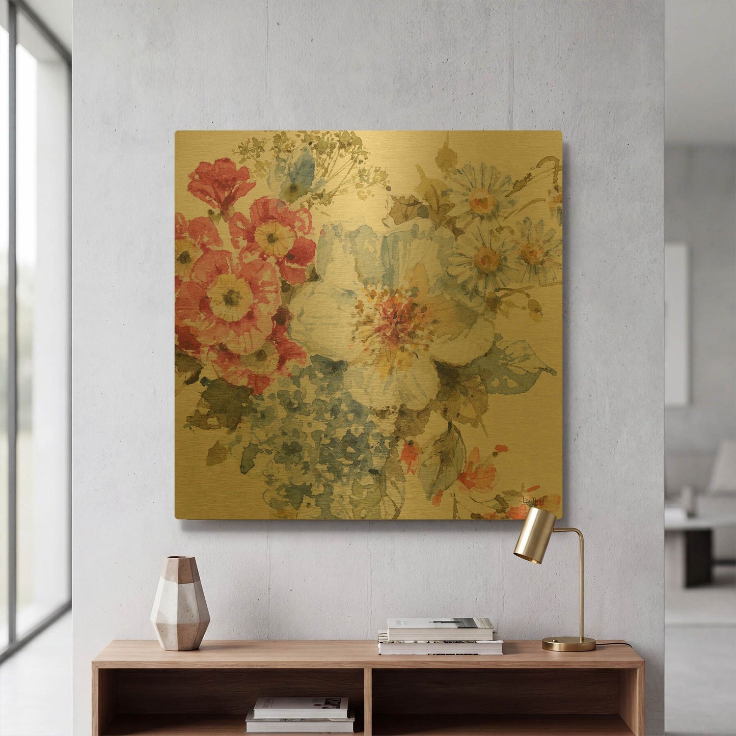 'Summer Garden III' By Lisa Audit Gold Metal Wall Art