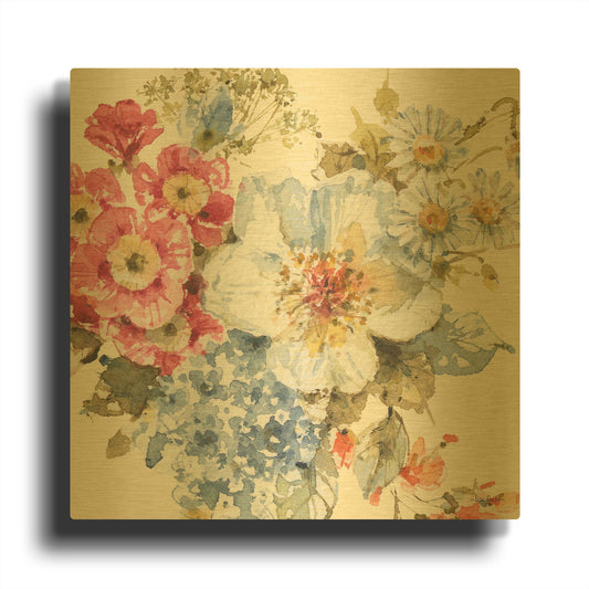 'Summer Garden III' By Lisa Audit Gold Metal Wall Art